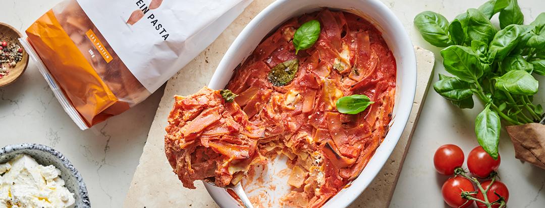 Easy protein vegetarian pasta bake